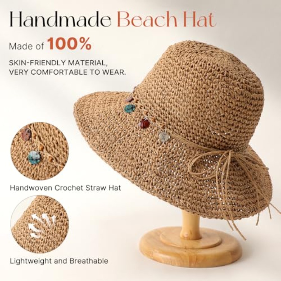 Beach Sun Hats for Women, Stra - Packable Hat Nylon avaliação e preço