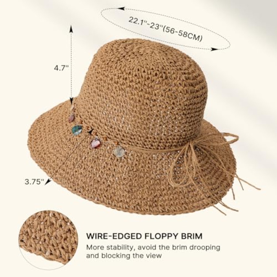 Beach Sun Hats for Women, Stra - Packable Hat Nylon avaliação e preço