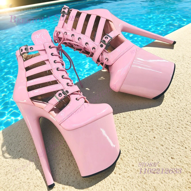 Pink Patent Leather Striped Ho - Casual Sandal Leather avaliação e preço