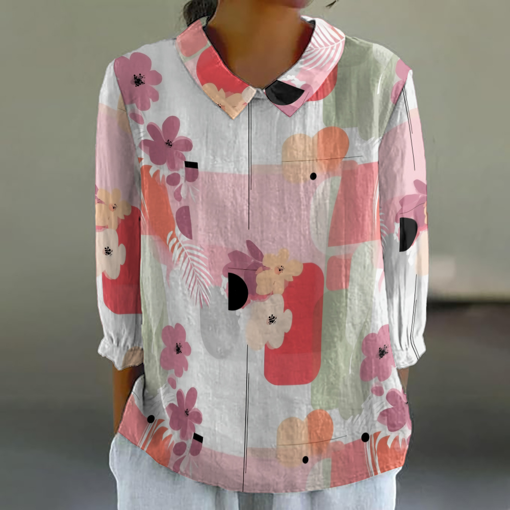 Women's Floral Shirt Cute 3/4  - Resort Shirt Floral avaliação e preço