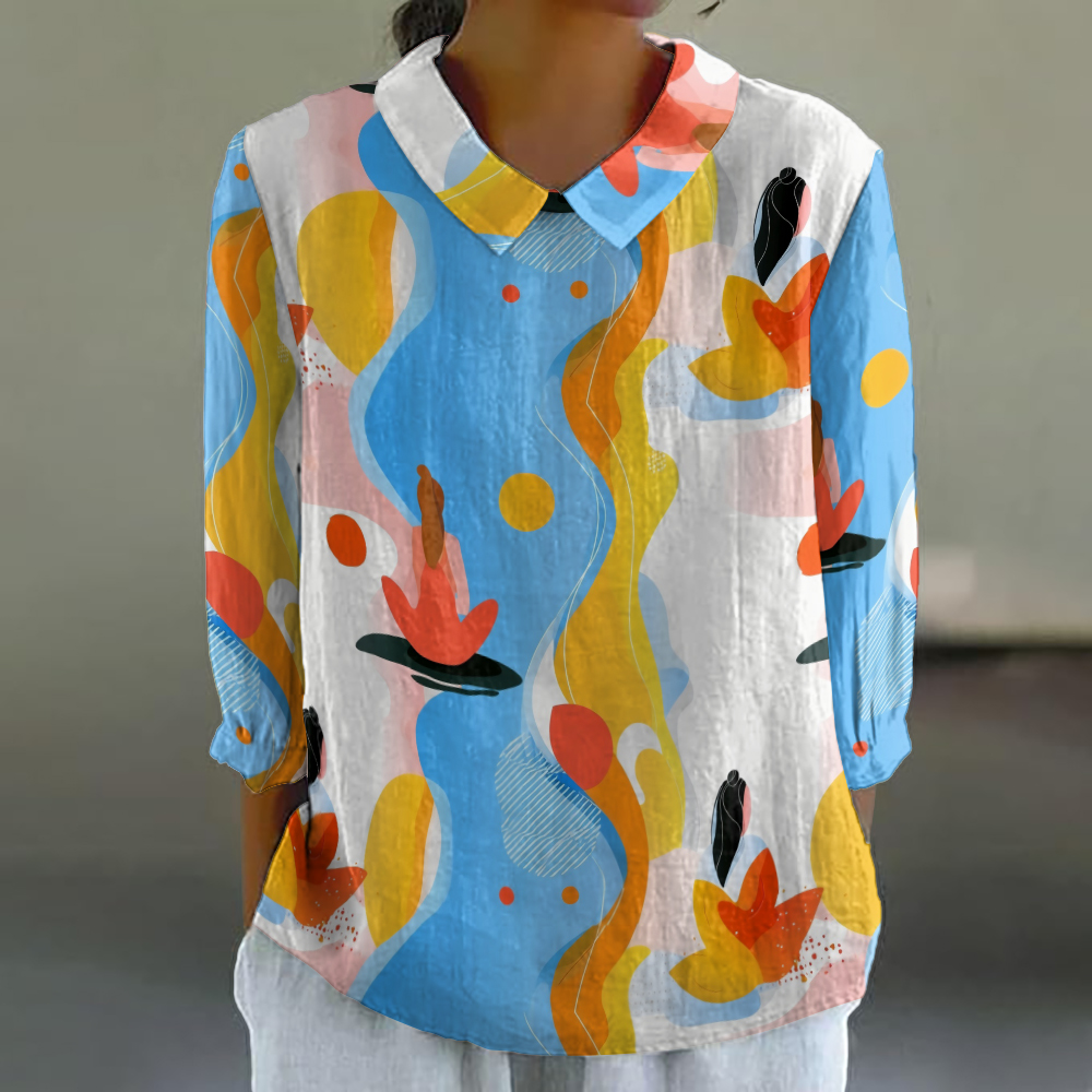 Women's Floral Shirt Cute 3/4  - Resort Shirt Floral avaliação e preço