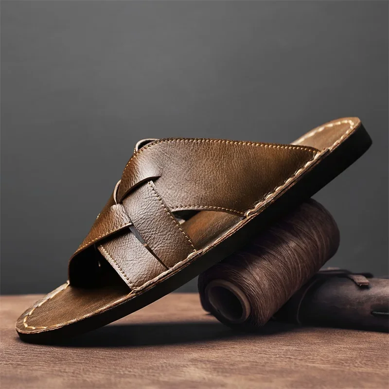 Genuine Leather Men Casual San - Flip Flop Leather Men avaliação e preço