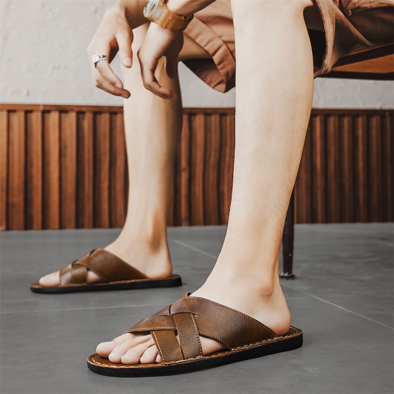 Genuine Leather Men Casual San - Flip Flop Leather Men avaliação e preço