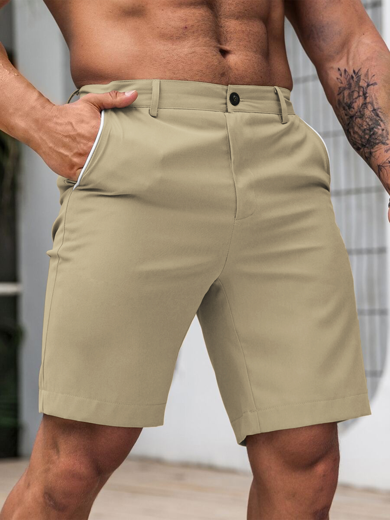 Men Fashion Slim Fit Chino Sho - Shorts Chino Slim avaliação e preço