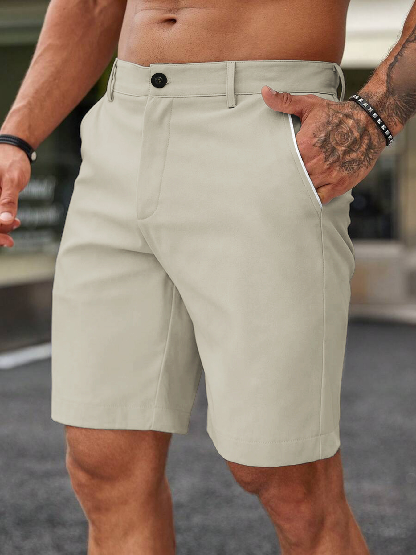 Men Fashion Slim Fit Chino Sho - Shorts Chino Slim avaliação e preço