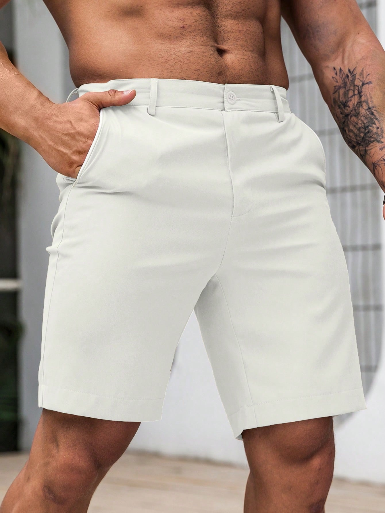 Men's Solid Chino Casual Short - Shorts Chino Slim avaliação e preço