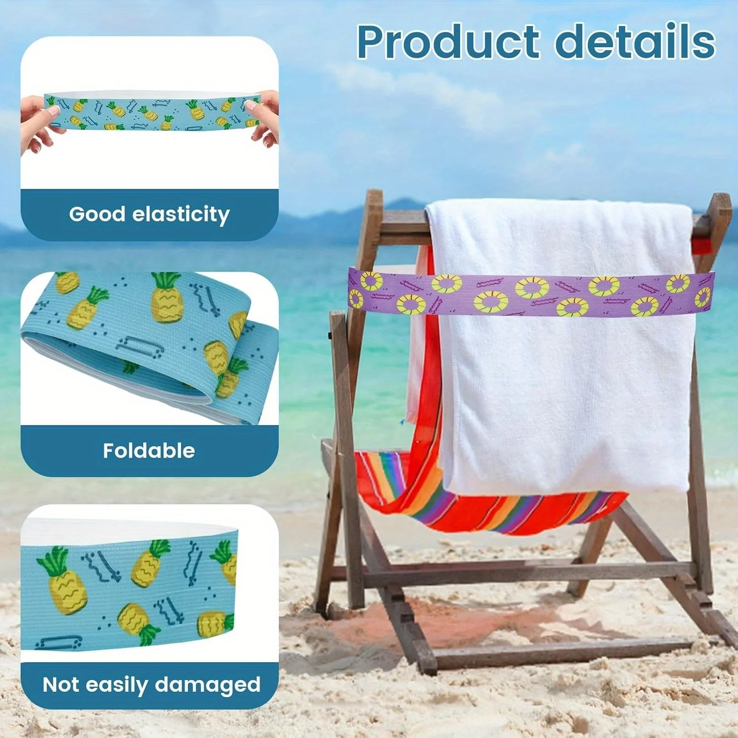 5Pcs  Large Towel Bands for Be - Beach Towel Large avaliação e preço