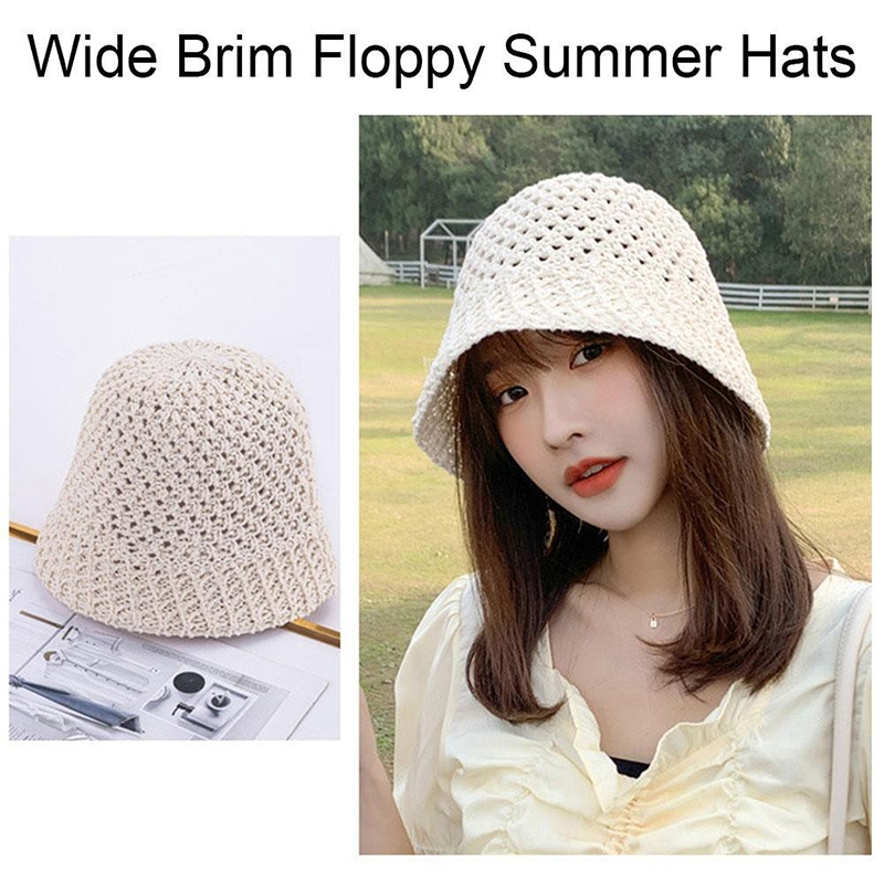 New Girls Sun Hat Wide Brim Fl - Bucket Hat Straw avaliação e preço