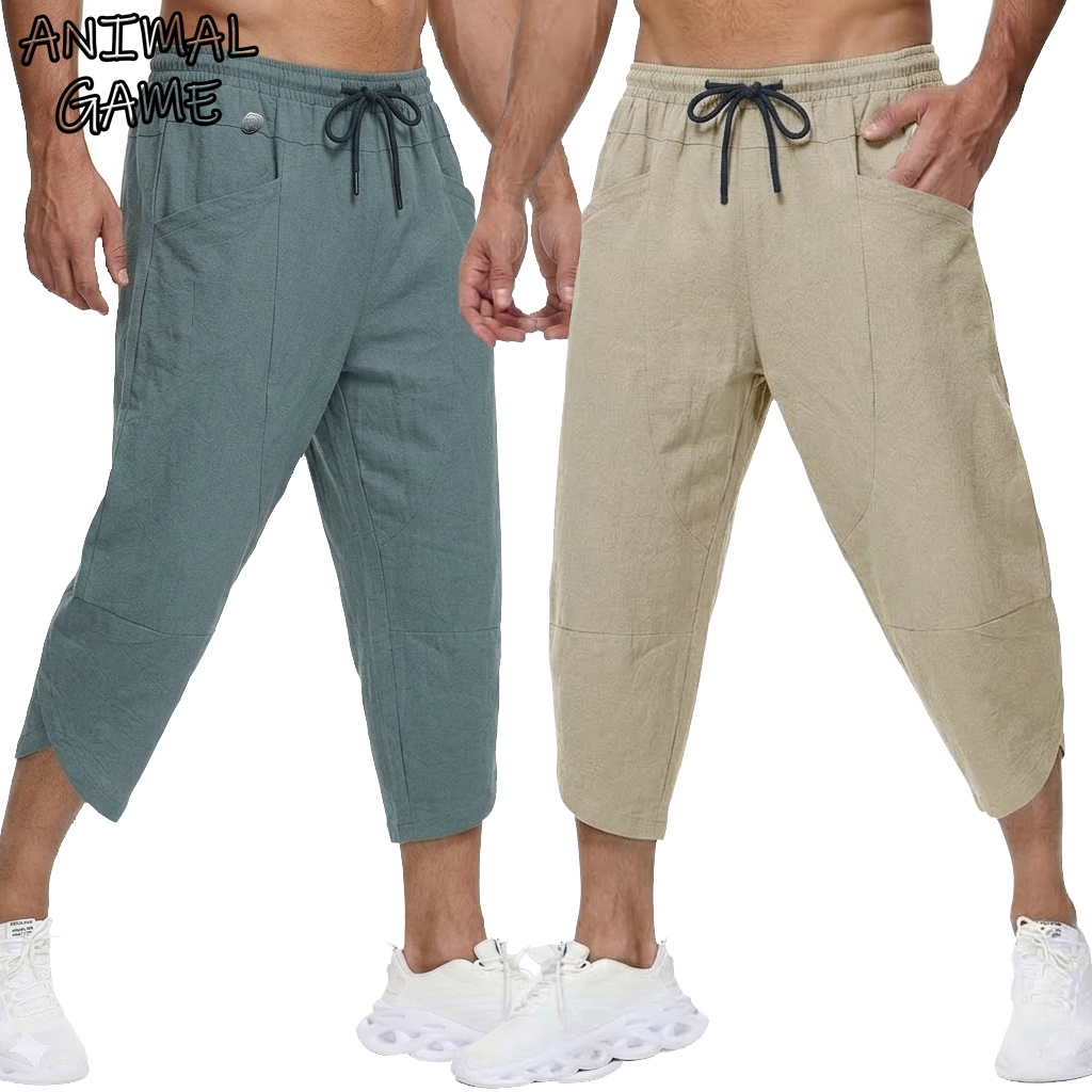 Summer Men's Linen Casual Shor - Short Linen Drawstring avaliação e preço