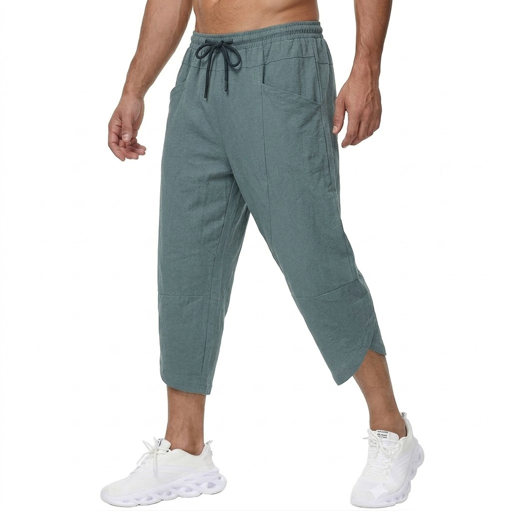Summer Men's Linen Casual Shor - Short Linen Drawstring avaliação e preço