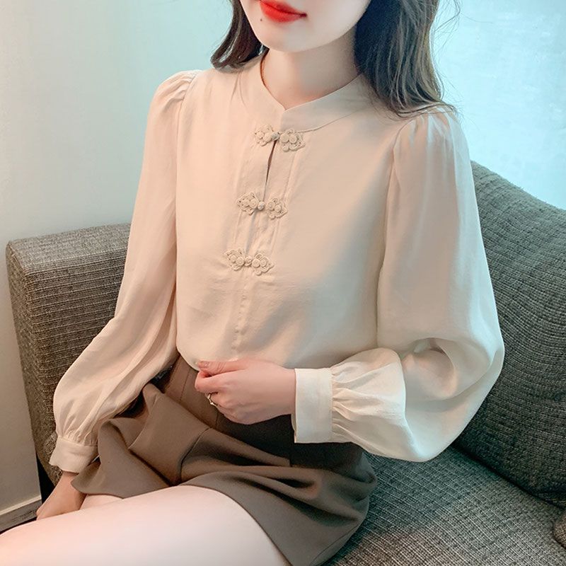 New Chinese Style Stand Up Col - Shirt Camp Collar avaliação e preço