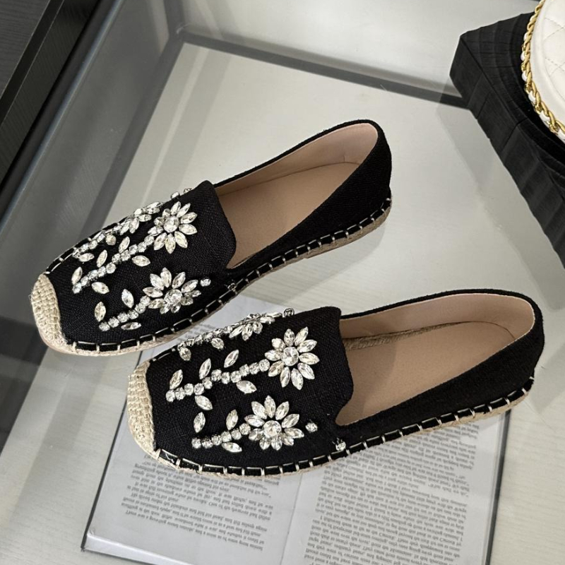 2026 Rhinestone Flower Decorat - Espadrille Slip On avaliação e preço