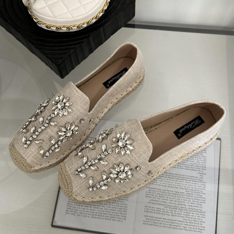 2026 Rhinestone Flower Decorat - Espadrille Slip On avaliação e preço