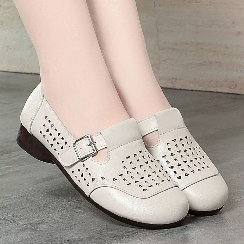 Women's Leather Hollow Out Low - Casual Sandal Leather avaliação e preço