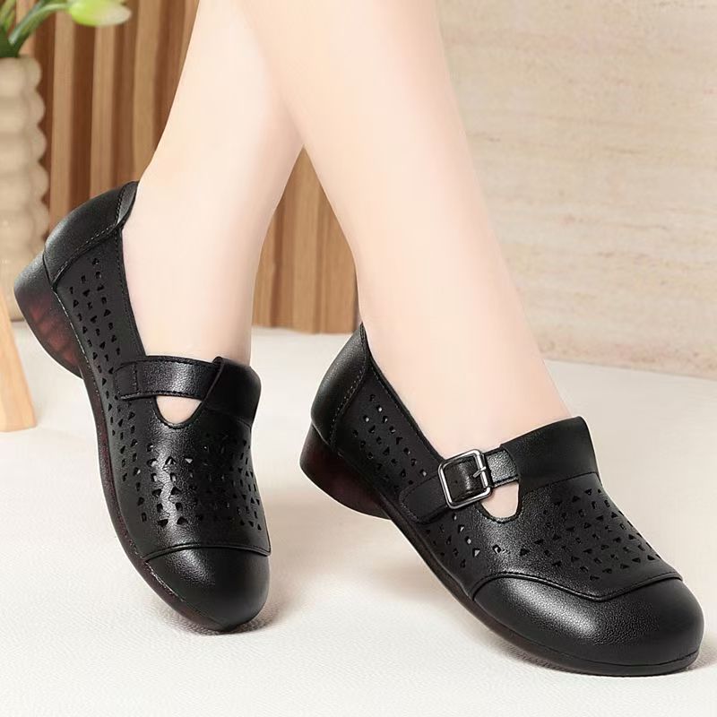 Women's Leather Hollow Out Low - Casual Sandal Leather avaliação e preço