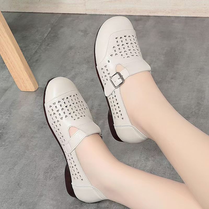 Women's Leather Hollow Out Low - Casual Sandal Leather avaliação e preço