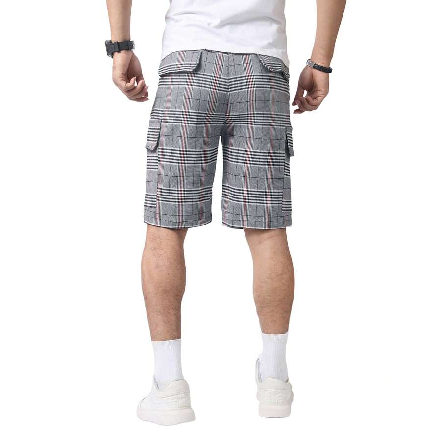 Mens Slim Fit Stretch Plaid Dr - Shorts Chino Slim avaliação e preço