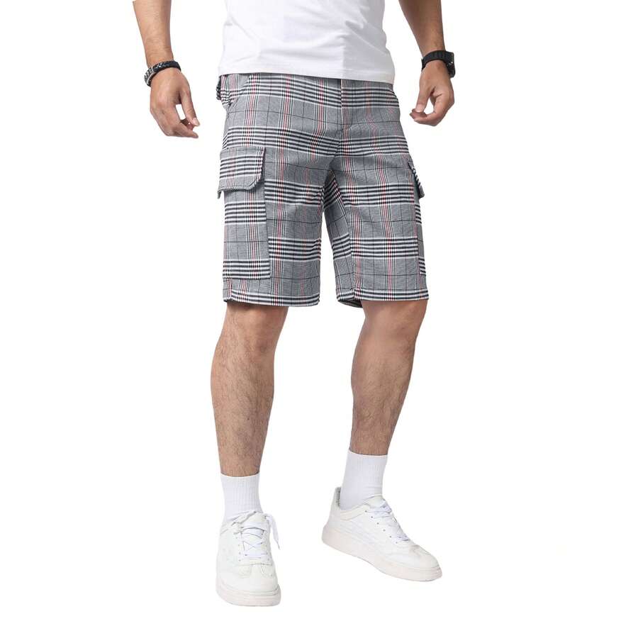 Mens Slim Fit Stretch Plaid Dr - Shorts Chino Slim avaliação e preço