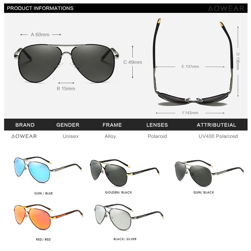 AOWEAR Men's Aviation Sunglass - Sunglasses Aviator Polarized avaliação e preço