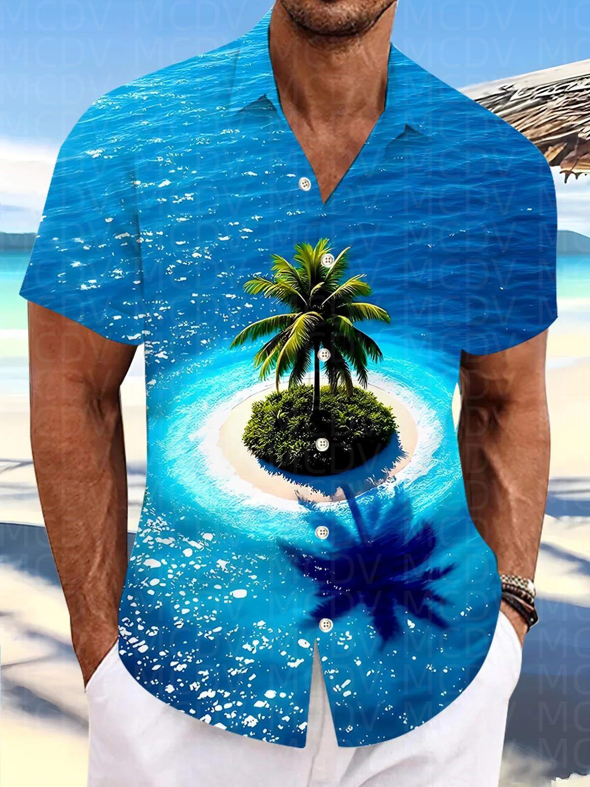 Motorcycle Pattern Men's Hawai - Shirt Camp Collar avaliação e preço