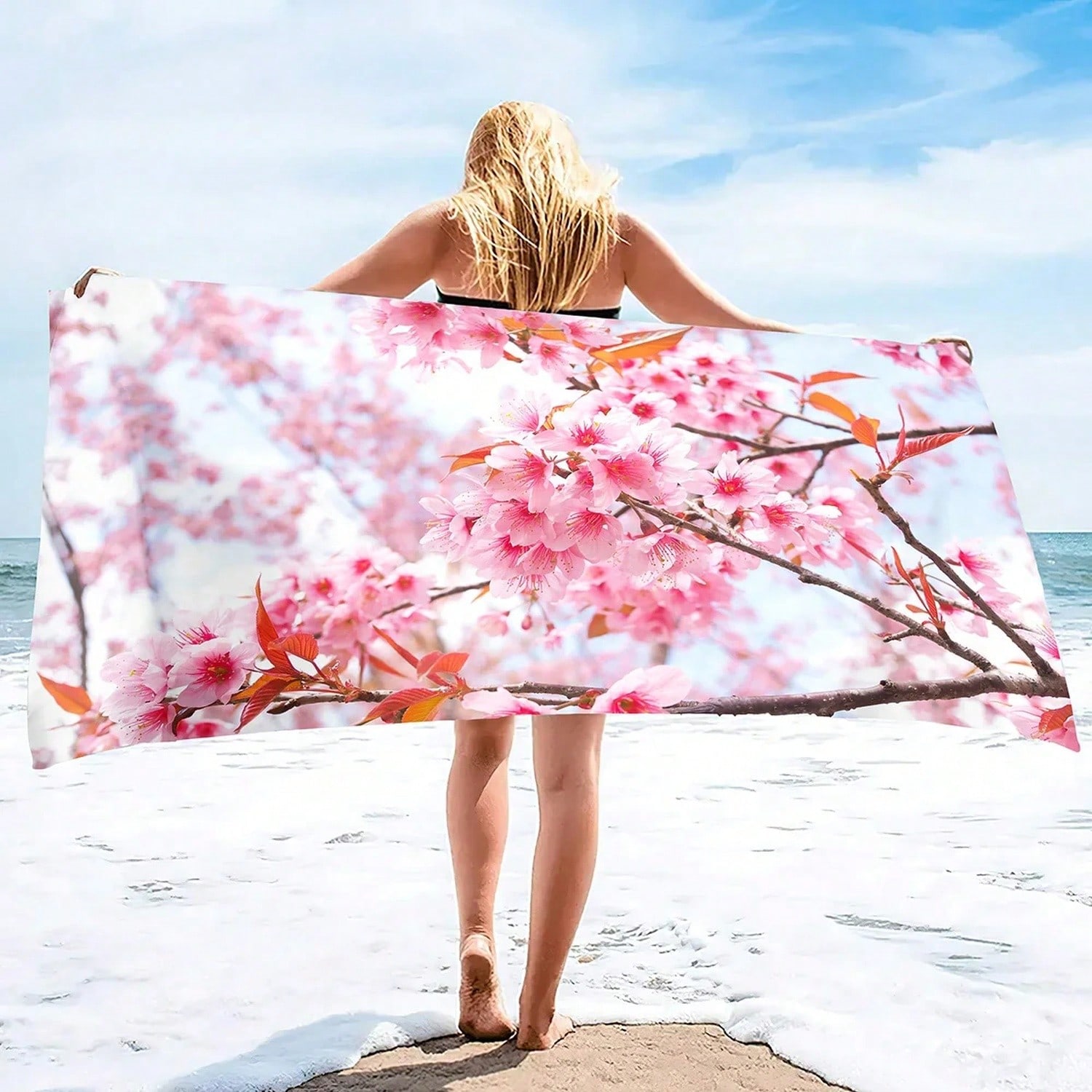 Pink Ry Bloms Sand Free Beach  - Beach Towel Large avaliação e preço