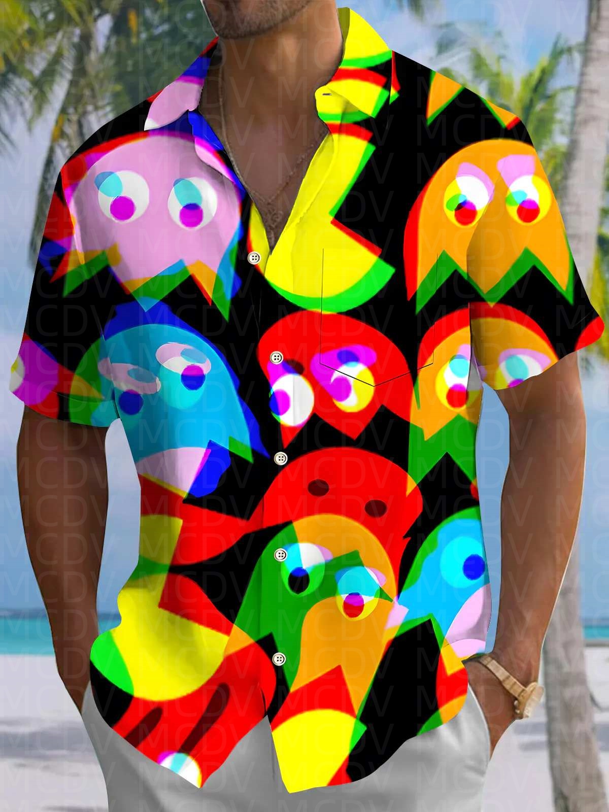 Insects Pattern Men's Hawaiian - Shirt Camp Collar avaliação e preço