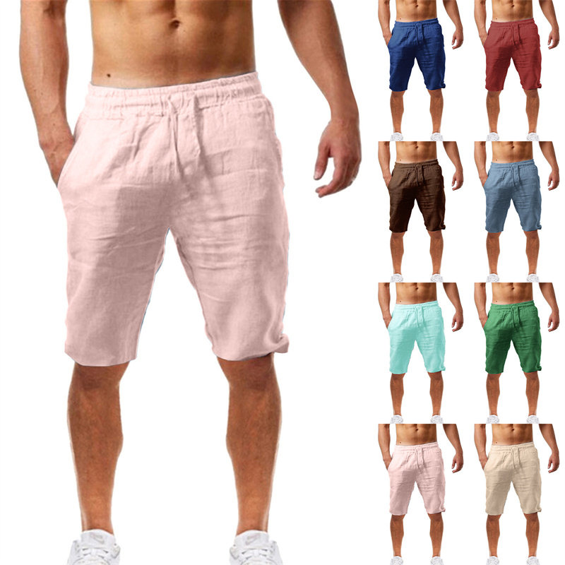 2026 Summer Men's Shorts Cotto - Short Linen Drawstring avaliação e preço