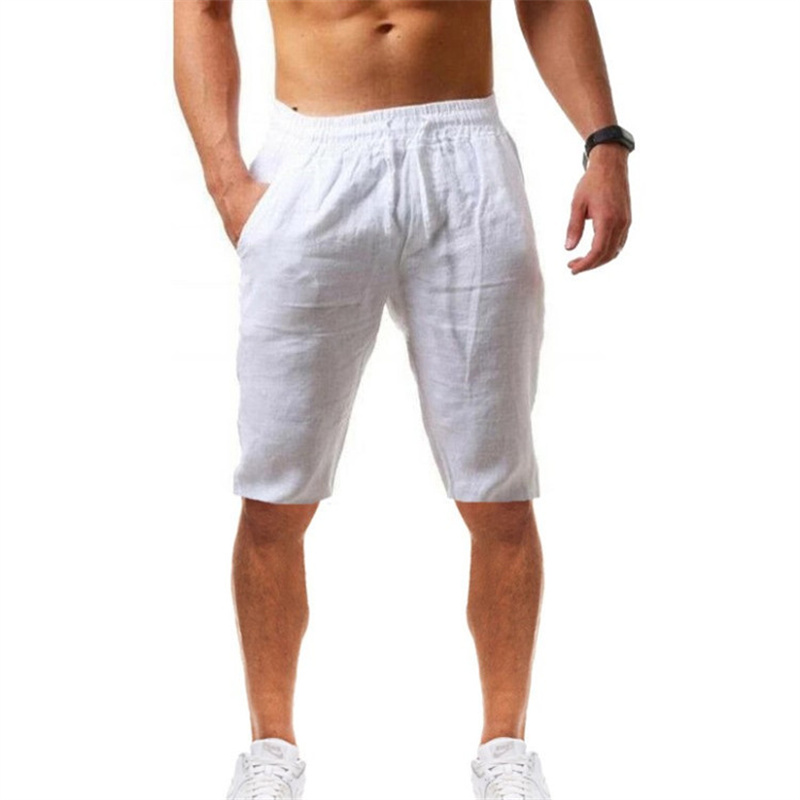 2026 Summer Men's Shorts Cotto - Short Linen Drawstring avaliação e preço