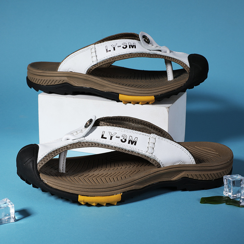 New Men's Genuine Leather Flip - Flip Flop Leather Men avaliação e preço