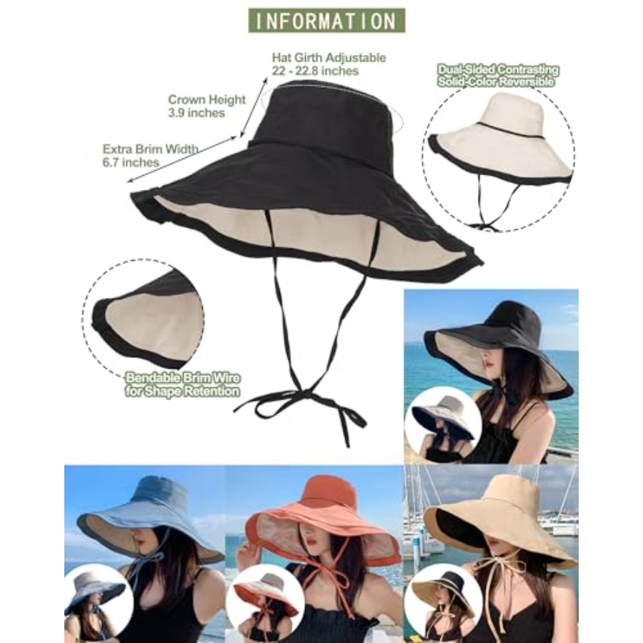 Extra Wide-Brim Sun Hats Women - Packable Hat Nylon avaliação e preço