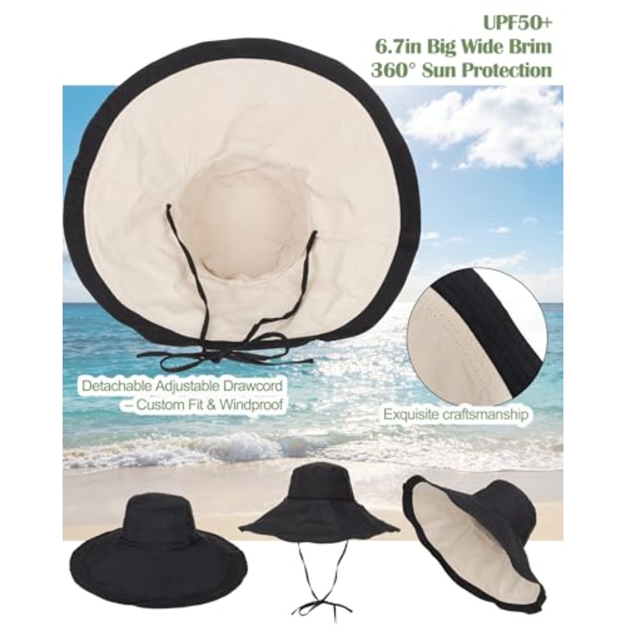 Extra Wide-Brim Sun Hats Women - Packable Hat Nylon avaliação e preço