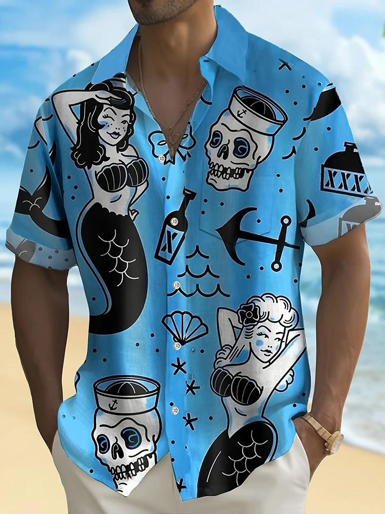 Summer Men's Fashion Casual So - Resort Shirt Floral avaliação e preço