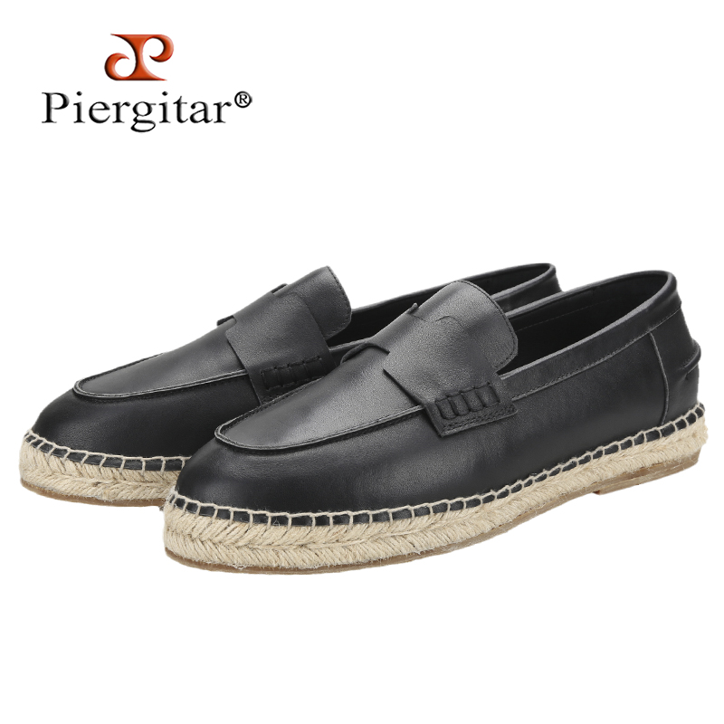 Piegitar Black Genuine Leather - Espadrille Slip On avaliação e preço