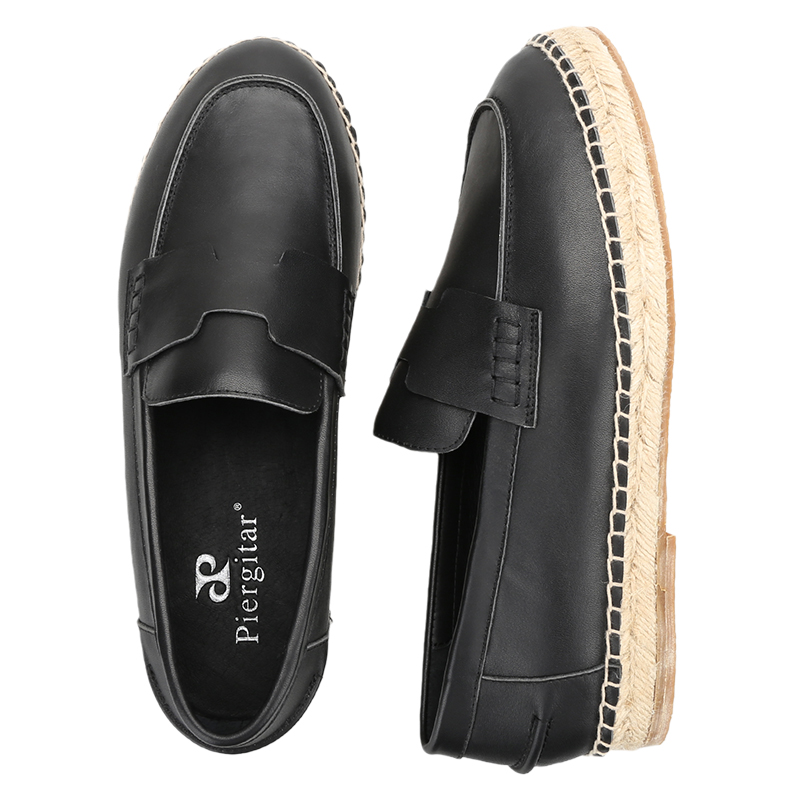 Piegitar Black Genuine Leather - Espadrille Slip On avaliação e preço