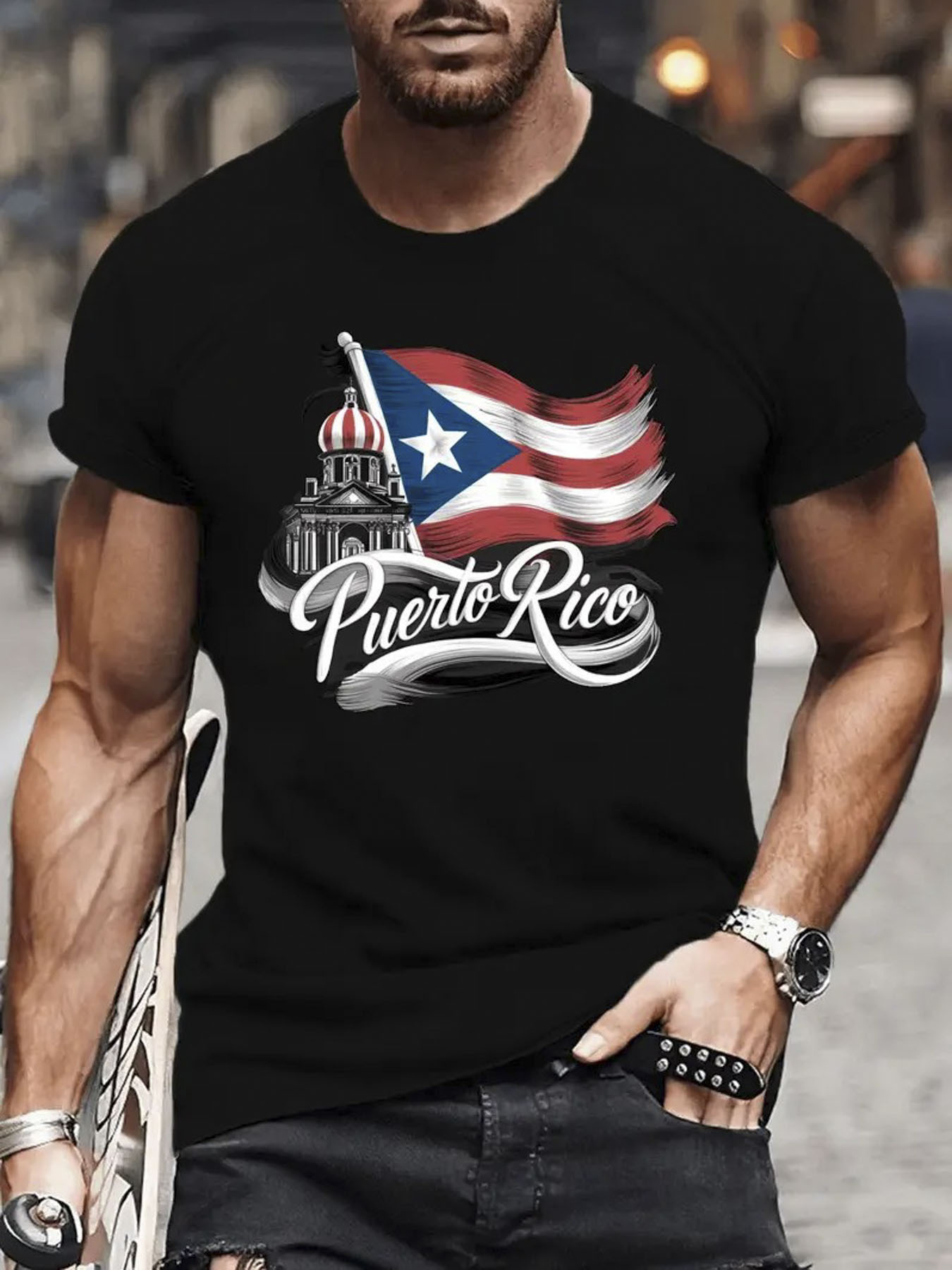  Pure Cotton Puerto Rico Flag  - Linen Shirt Breathable avaliação e preço