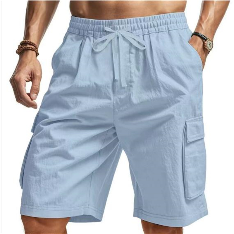 New Multi-Pocket sweatpants Me - Short Linen Drawstring avaliação e preço