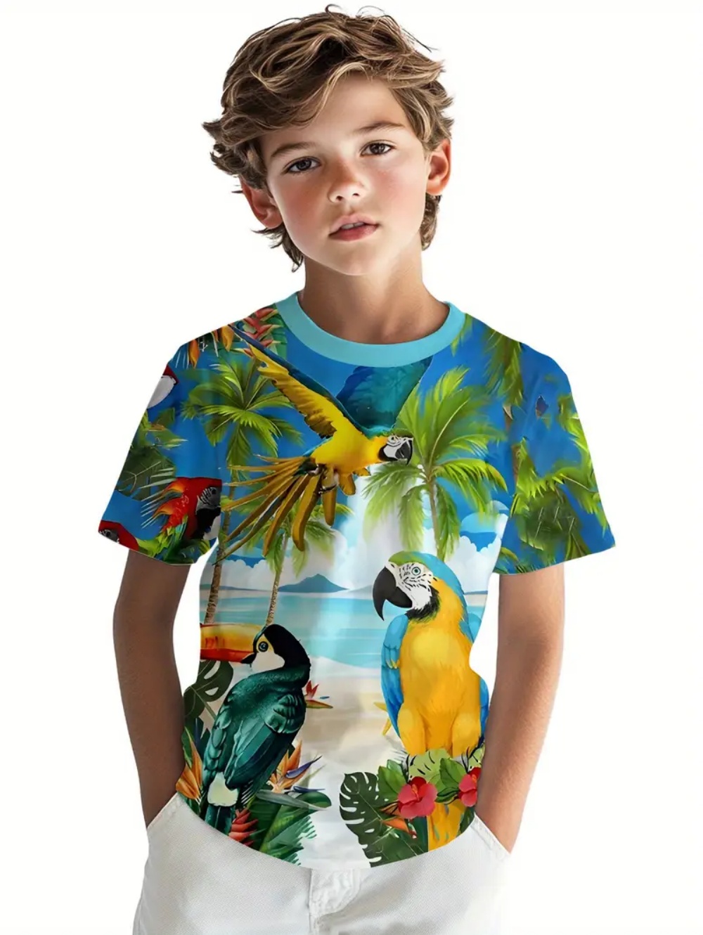 Kids' Tropical Macaw Parrots B - Tee Graphic Print avaliação e preço