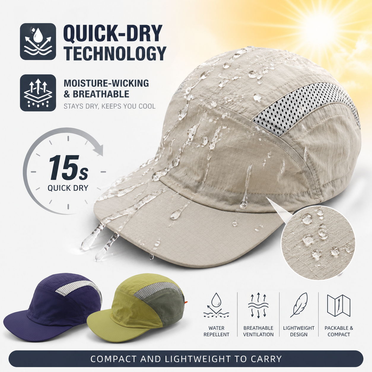 Quick Dry Running Cap Men Wome - Packable Hat Nylon avaliação e preço