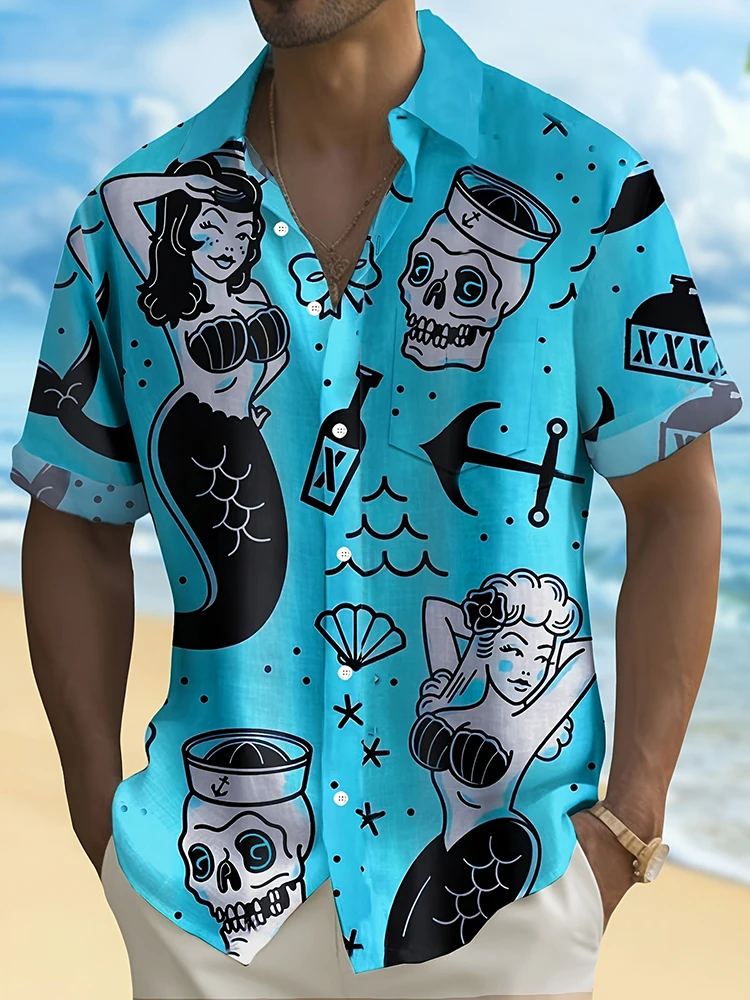 Summer Men's Fashion Casual So - Resort Shirt Floral avaliação e preço