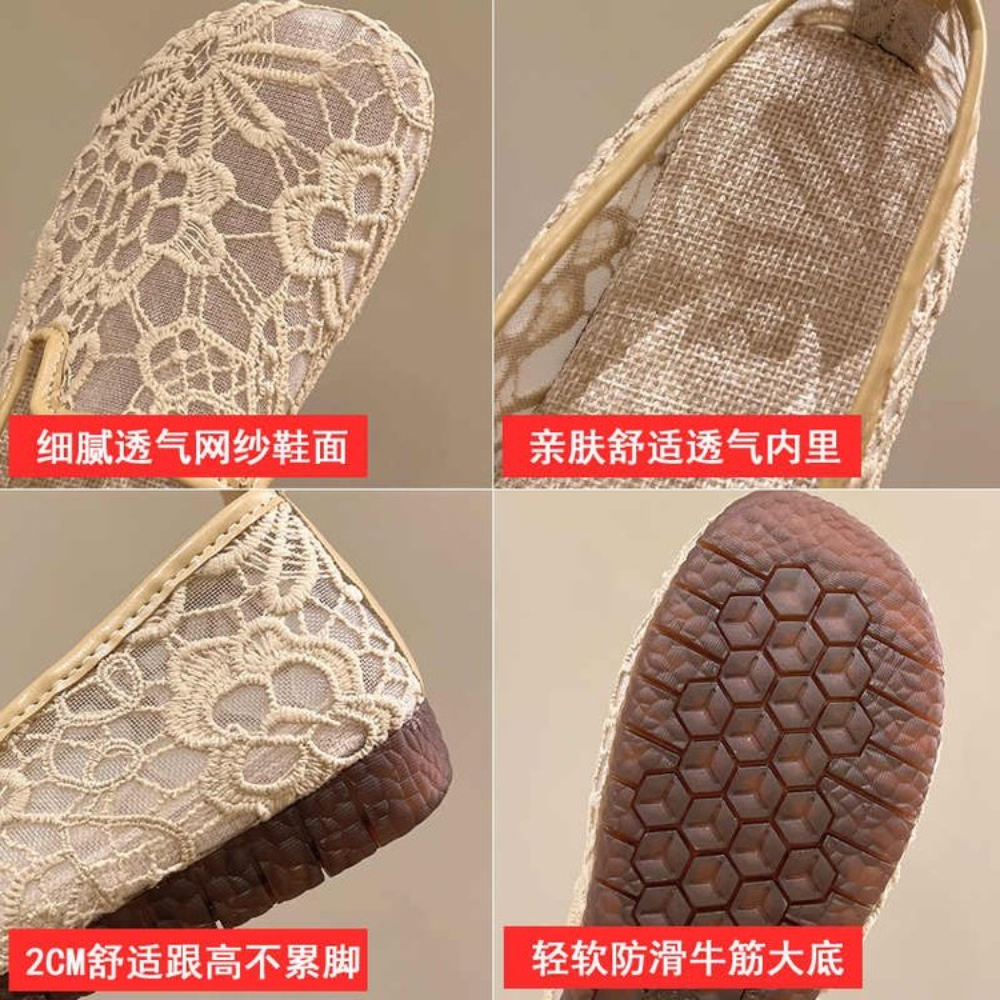 Chic Lace Mesh Hollow Out Espa - Espadrille Slip On avaliação e preço