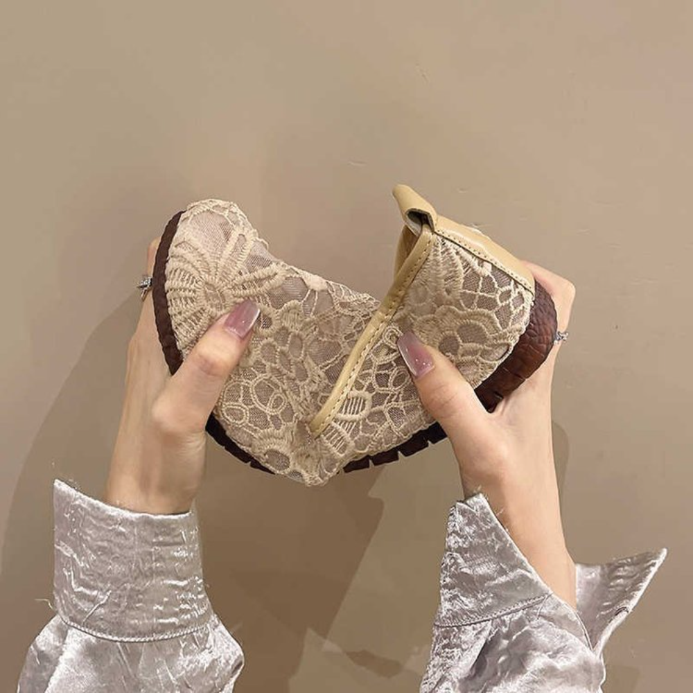 Chic Lace Mesh Hollow Out Espa - Espadrille Slip On avaliação e preço