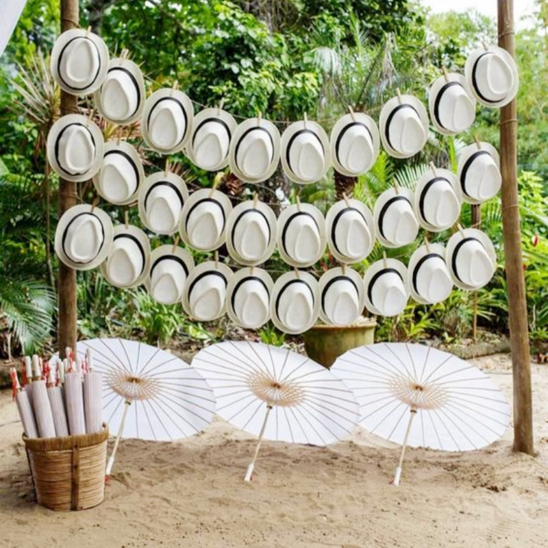6-36PCS Short Brim Sun Panama  - Bucket Hat Straw avaliação e preço