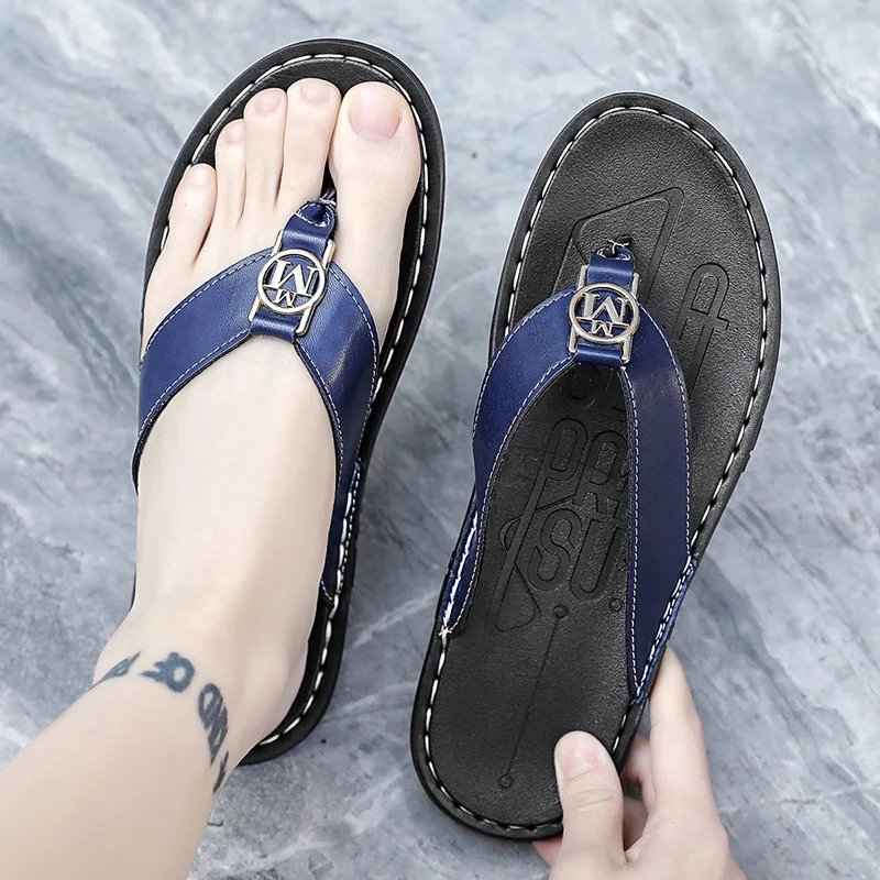 Men's Flip-flops Solid Color w - Flip Flop Leather Men avaliação e preço