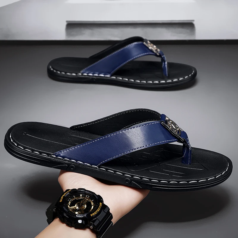 Men's Flip-flops Solid Color w - Flip Flop Leather Men avaliação e preço