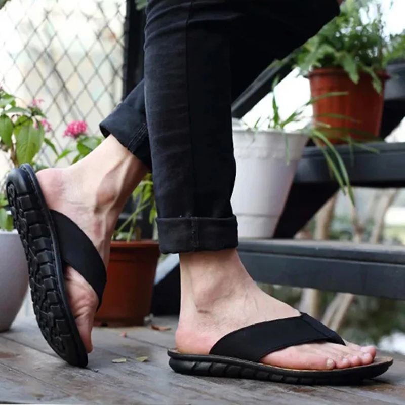 Summer Shoes Men Slippers Genu - Flip Flop Leather Men avaliação e preço