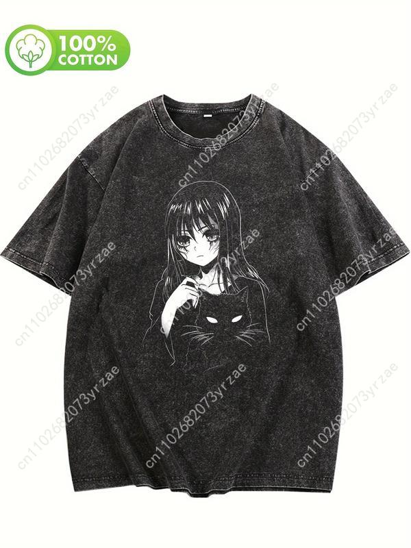 Black Cat Patterns Retro Tshir - Linen Shirt Breathable avaliação e preço
