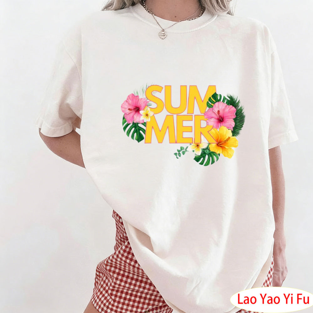 Summer Tropical Floral T-Shirt - Resort Shirt Floral avaliação e preço