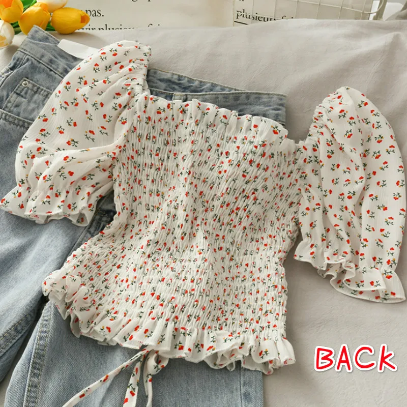 Blouses Shirts Women Floral Dr - Short Linen Drawstring avaliação e preço