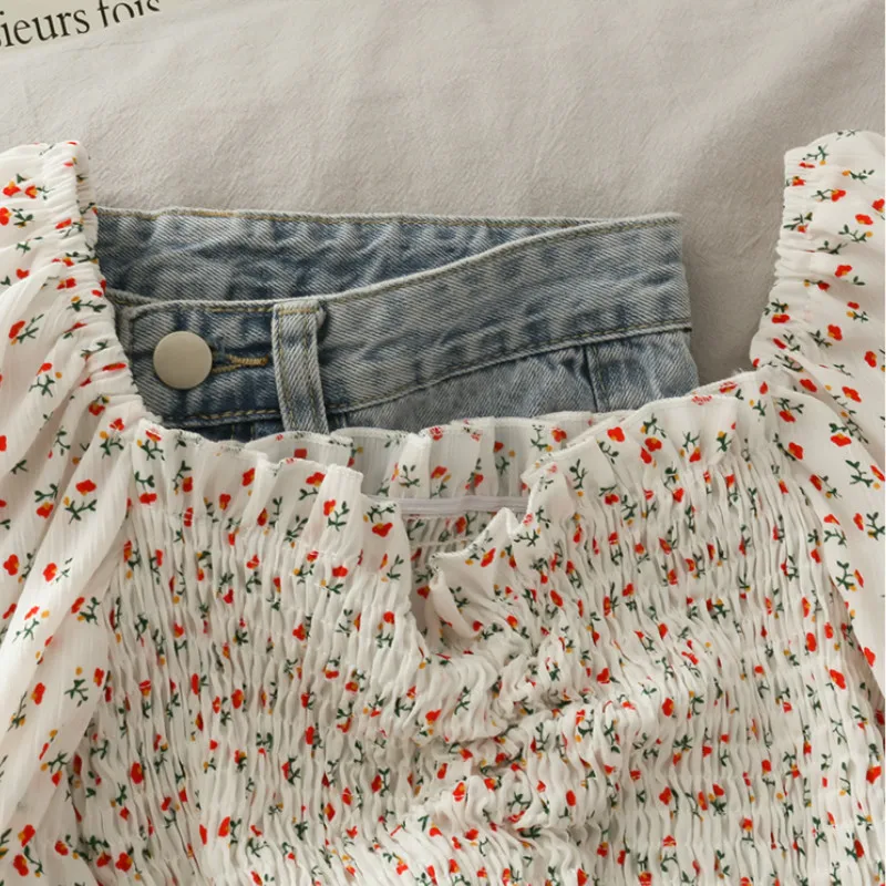 Blouses Shirts Women Floral Dr - Short Linen Drawstring avaliação e preço