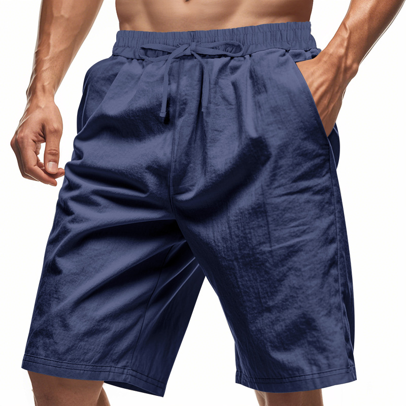2026 New Men Cotton Linen Beac - Short Linen Drawstring avaliação e preço